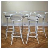 (5pc) BKS DANISH METAL STOOLS  | Tubular metal stools with attached cushion seats, one extra cushion