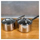 (2pc) CUISINART POTS  | Saucepans with lids - h. 4 x dia. 6.5 in.