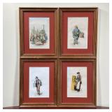 (4pc) FRENCH ETCHINGS  | Pauquet and others in wood frames - w. 11 x h. 13.5 in.