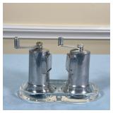 PERFEX SALT & PEPPER MILLS  | French stainless steel salt and pepper mills on a conforming acrylic s