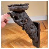 BAROQUE CARVED PRICKED SCONCES  | Architectural element, heavily carved in high relief with leaves, 