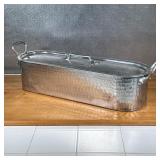 HAMMERED SERVING BUCKET  | Hammered steel ice or seafood serving bucket with slotted bottom insert, 