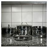 (4pc) POTS & PANS  | Stainless steel end of very good quality, none appearing to be marked, Includin