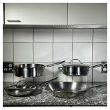 (4pc) CUISINART COOKWARE  | Including a 10 inch frying pan, a 10.75 inch deep pan, a 10 inch low pot