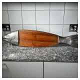 FISH SERVING PLATTER  | Long serving platter with fish head design on one end, and a fish tail desig