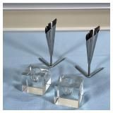 (4pc) MODERN TABLE ITEMS  | Including a pair of Danish bud vases (h. 4 3/4 in.), and a pair of glass