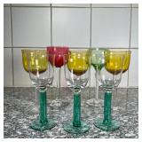 (8pc) MISC COLORED GLASS STEMWARE  | Miscellaneous glass stemware, including three with yellow cups,