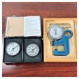 (3pc) INSTRUMENT SET  | Two "PTC Instruments" surface thermometers and one "Fowler" Dial Thickness G