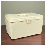 SEWING BOX & SUPPLIES  | An extensive collection of sewing supplies including threads buttons needle