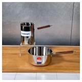(2pc) CUISINART COOKWARE  | Stainless steel cooking pots, both with wood handles, including an 8-inc
