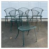(6pc) CONTEMPORARY PATIO CHAIRS | Outdoor furniture - powder coated green metal side chairs