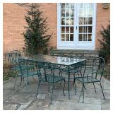 (7pc) ASSEMBLED PATIO FURNITURE SUITE | Outdoor dining table and chairs, not a matching set but of s