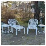 (6pc) PATIO FURNITURE | Outdoor patio furniture suite including a pair of Brown Jordan white strapwo