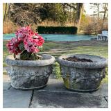 (2pc) PAIR CONCRETE PLANTERS | h. 12 x dia. 20 in.
