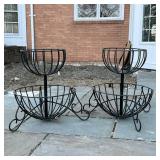 (2pc) PAIR PLANT STANDS | Double plant stands with scroll feet - h. 23 x dia. 20 in.