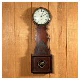 VINTAGE BANJO CLOCK | Wooden banjo clock with John W. Bennett Clockmaker label to interior