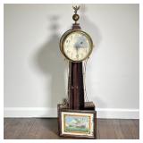 BANJO CLOCK | Banjo clock with reverse painted tablet of two ships at sea, no oculus cover, glass