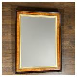 FRAMED WALL MIRROR | Wall mirror with etched accents in the wood frame, gilt innermost border - l. 3