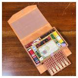 TRAVEL GAME SET | Vintage game set in the form of a leather bound book, having a fitted interior