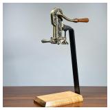 TABLETOP WINE OPENER | "ESTATE" wine bottle opener with a wooden base and handle - h. 32.5 in. 