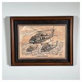 HARREL GRAY WOODCUT | Incised wood art - "Black Hawks" ed. 29/1000, dated 1982 - w. 19 x h. 15 in.