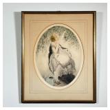 P.E. FELIX ETCHING | P. Emile Felix etching of a girl picking oranges, ed. 120/350 and pencil signed