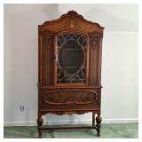 VICTORIAN STYLE CABINET | China cabinet / hutch with carved and applied wood decoration, having a si