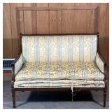 LOUIS XVI STYLE SETTEE | King Louis XVI style settee, carved wood frame - l. 34.5 x w. 48 x h. 30 in