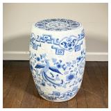 CHINESE GARDEN SEAT | Blue and white porcelain garden seat decorated with phoenix and flowering vine