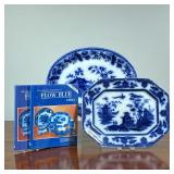 (2pc) JAPONISME FLOW BLUE CHINA | Including a Chusan J. Clementson and an "AGRA" platter; plus two b