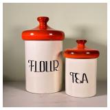 TEA & FLOUR CERAMIC CONTAINERS | l. 13 in. (tallest) 
