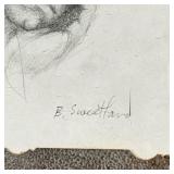 A sketch showing the face and hand of a female figure Pencil signed lower right w. 10 x h. 11.25 in.