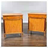 J. S. FURNITURE NIGHT STANDS | Beautifully figured wood veneer, concave fronts, full width drawer