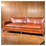 RALPH LAUREN LEATHER SOFA | Chestnut brown leather with brass tacks - l. 90 x w. 41 x h. 31 in.  