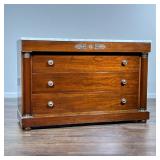 EMPIRE CHEST OF DRAWERS |With white marble top, blind top drawer with brass Rossetti and other mount