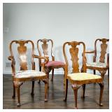 (4pc) JAS. SCHOOLBRED CARVED CHAIRS | Jason Schoolbred, Tottenham Court Rd. London W.1. - Including 