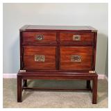 CAMPAIGN SIDE TABLE | Campaign style side table by National Furniture Co Mt Airy; brass hardware