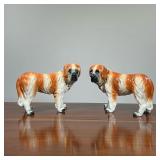 (2pc) PAIR PORCLEAIN STAFFORDSHIRE DOGS | Pair of large 19th century English porcelain Staffordshire