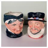 (2pc) OLDTIMER TOBY JUGS | Royal Doulton handled Toby jugs; one is the classic "Granny"; the other i