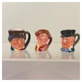 (3pc) MINIATURE TOBY JUGS | Three very small Toby jugs by Royal Doulton; each depicts a man with hat