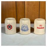 (3pc) VINTAGE BEER MUGS | Three ceramic European .5 L beer mugs; Gruibinger Bier, AFRC Garmisch Ski 