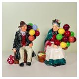 (2pc) ROYAL DOULTON BALLOON COUPLE | Royal Doulton porcelain figurines, one called "The Balloon Man"