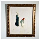 BILL MCCAULEY | Nun with Boy on Ice Skates Oil on canvas Signed lower right 20 x 24 in. (stretcher)