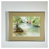 LYNN TRAVIS STENDER | Lakeside scene of a house Watercolor on arches paper 14.5 x 10.75 in. (sight)
