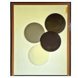 ACRYLIC CIRCLE ABSTRACT | Abstract artwork featuring four multicolored acrylic overlapping circles, 