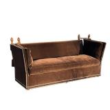 DROP ARM VELVET SETTEE | Handsome and in very good condition; sometimes called a "knole settee," 