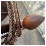 this sofa has drop sides to allow you to really stretch out! Brown velvet upholstery with decorative