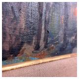 figures before a colorful background 9 x 12 in. (stretcher) w. 14 x h. 17.5 in. (frame)