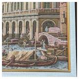 NEEDLEPOINT OF VENICE | Needlepoint embroidered Venetian canal scene - w. 18.5 x h. 16.5 in. (frame)