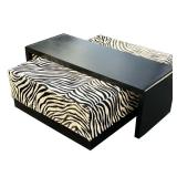(2pc) Z GALLERY ZEBRA SUITE | Including a zebra pattern / horse hair ottoman and a bench / table